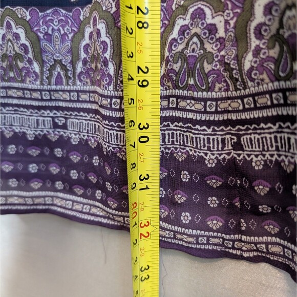 Women's LARGE Top Floral V Neck Long Ruffle Bell Sleeve Tunic Flowy Bohemian - Picture 10 of 14